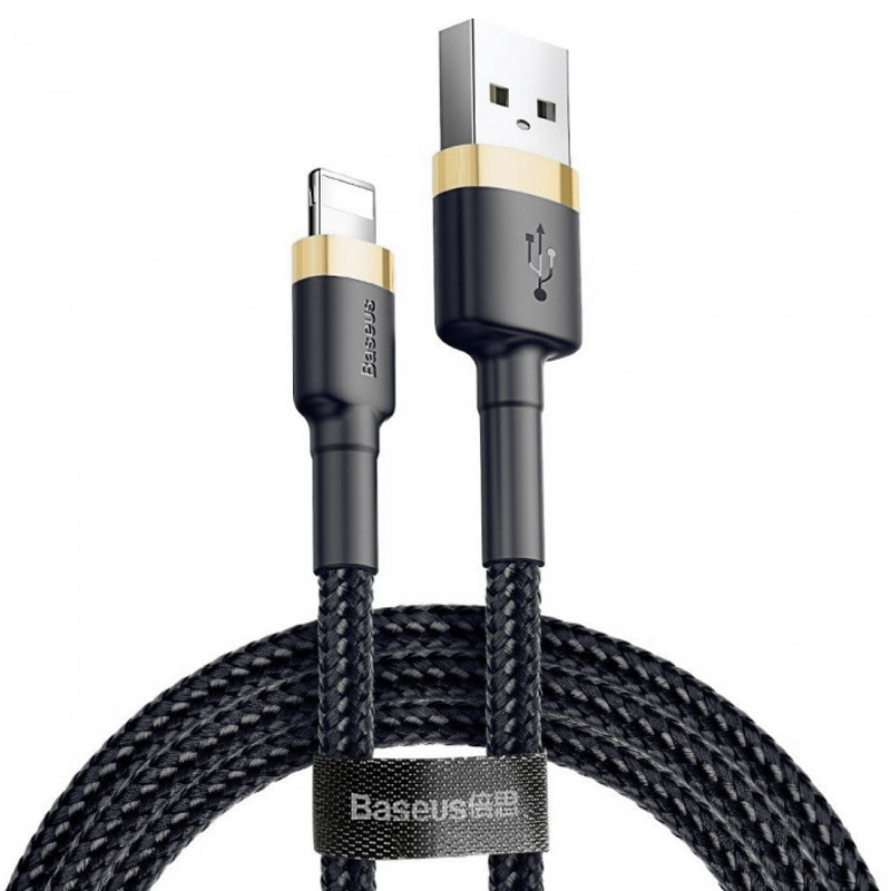 Дата кабель Baseus Cafule Lightning Cable 2.4A (1m) (CALKLF-B) Золотий / Чорний, фото 1