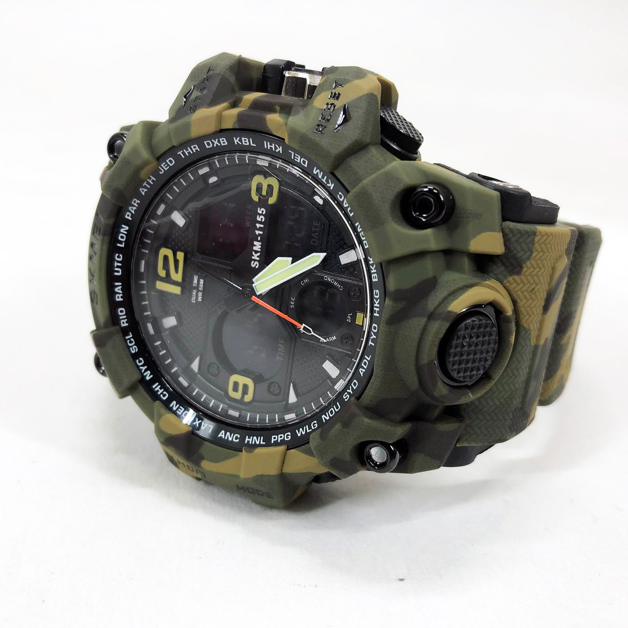 Чоловічий годинник з офіційною гарантією SKMEI 1155BCMGN GREEN CAMO, Водостійкий NB-322 тактичний годинник, фото 1