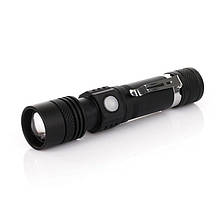 Ліхтар Ручний зі Симовим Акумулятором 18650 Bailong BL-518 T6, 2 режимами Світу від USB, 12.5 см*2.8 см