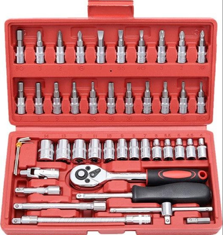 Набір інструментів головка тріскачка 46 предметів, фото 1