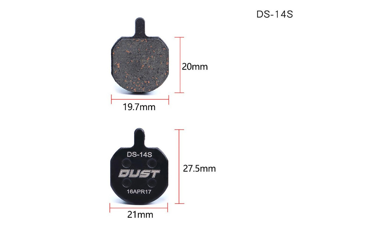 Колодки гальмівні напівметал disc DUST DS-14S Hayes Sole hydraulic、MX2、MX3、MX4、GX2、CX5、Bengal HELIX3、HELIX5