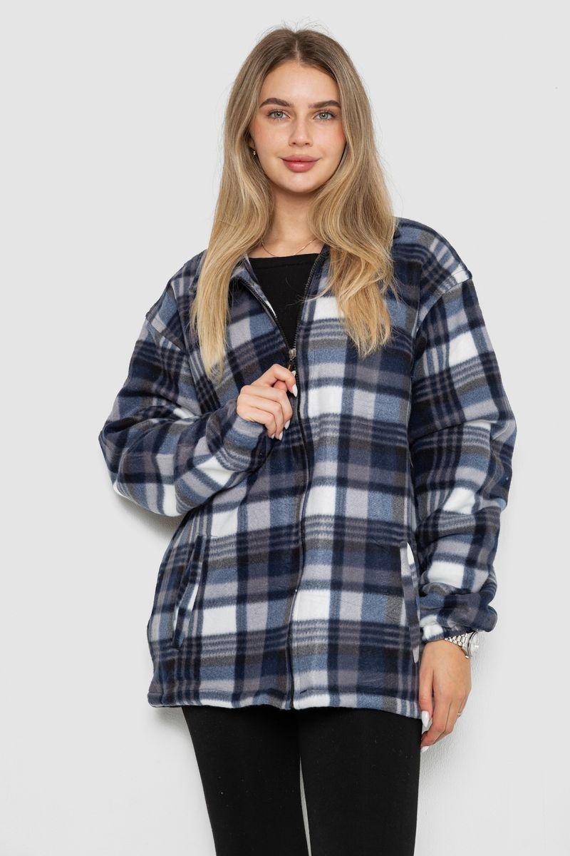 Кофта-сорочка на блискавці утеплена, колір синьо-сірий, 244R2210, фото 1