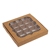 Коробка 200х200х30 (на 25 цукерок) з вікном, крафт