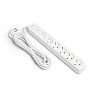 Подовжувач мережевий 3м на 6 гнізд із заземленням ONCORD з кнопкою Білий