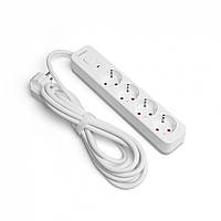 Мережевий фільтр-подовжувач з кнопкою 3м на 4 гнізда із заземленням ONCORD Білий