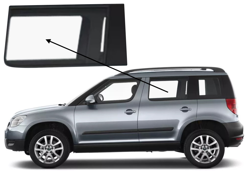 Бічне скло Skoda Yeti 2009-2017 задніх дверей ліве, фото 1