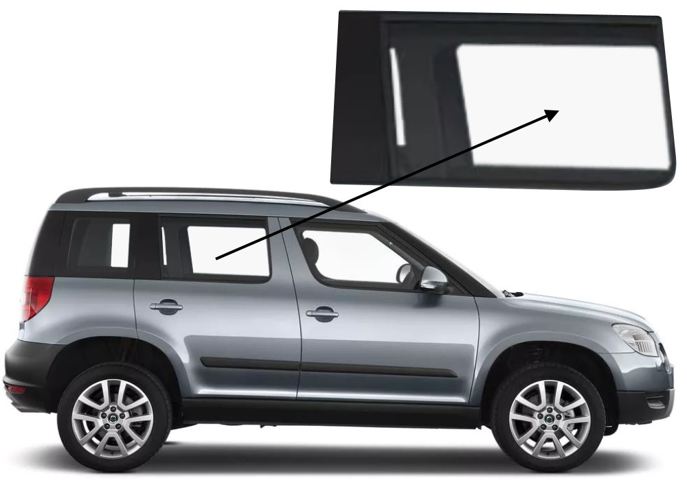Бічне скло Skoda Yeti 2009-2017 задніх дверей праве, фото 1