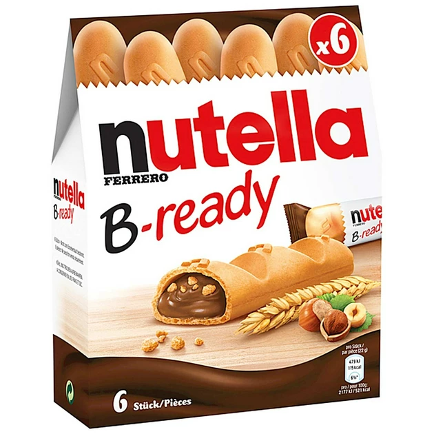 Батончик вафельний Nutella B-ready з горіховою пастою з какао (6 шт) 132 грам, фото 1