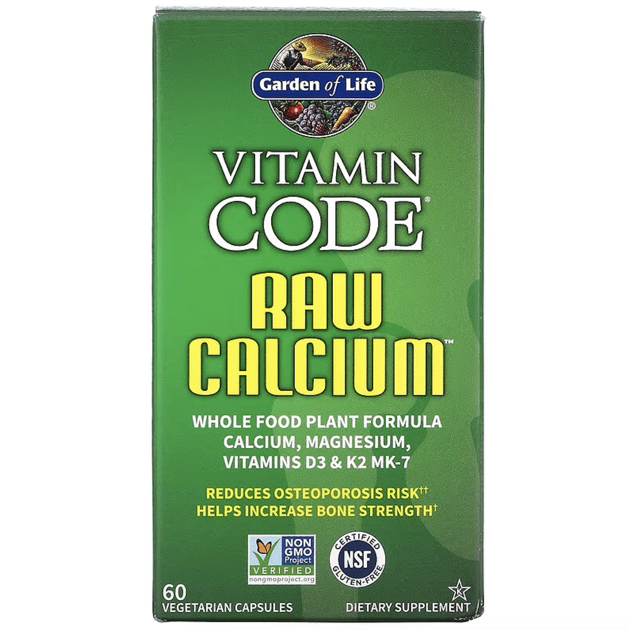 Garden of Life, Vitamin Code, RAW Calcium, необроблений кальцій, 60 вегетаріанських капсул