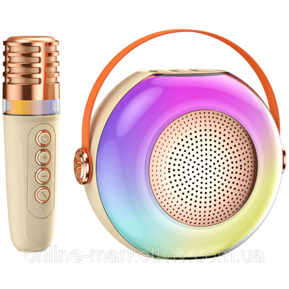 Bluetooth колонка + мікрофон, з підсвічуванням та USB, A6 / Портативна колонка / Караоке мікрофон / Блютуз колонка