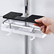 Поличка на душову стійку універсальна, чорно-біла, фото 5