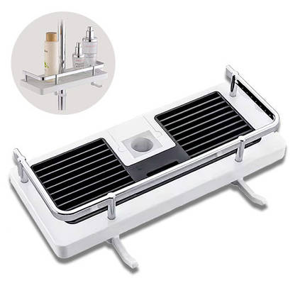 Поличка на душову стійку універсальна, чорно-біла, фото 1