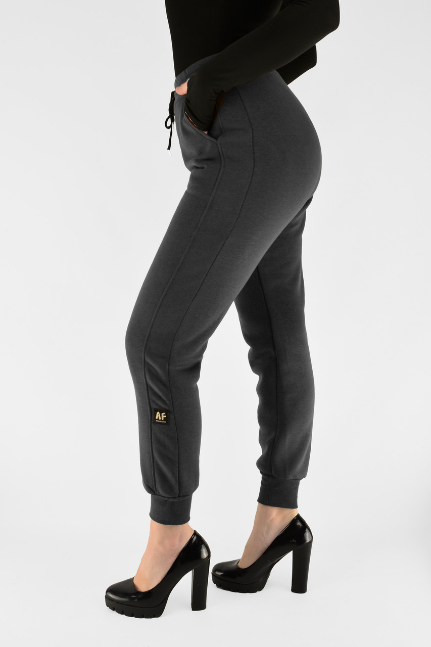 Жіночі зимові байкові штани Штани на флісі під манжет Сірий цвіт XL-5XL