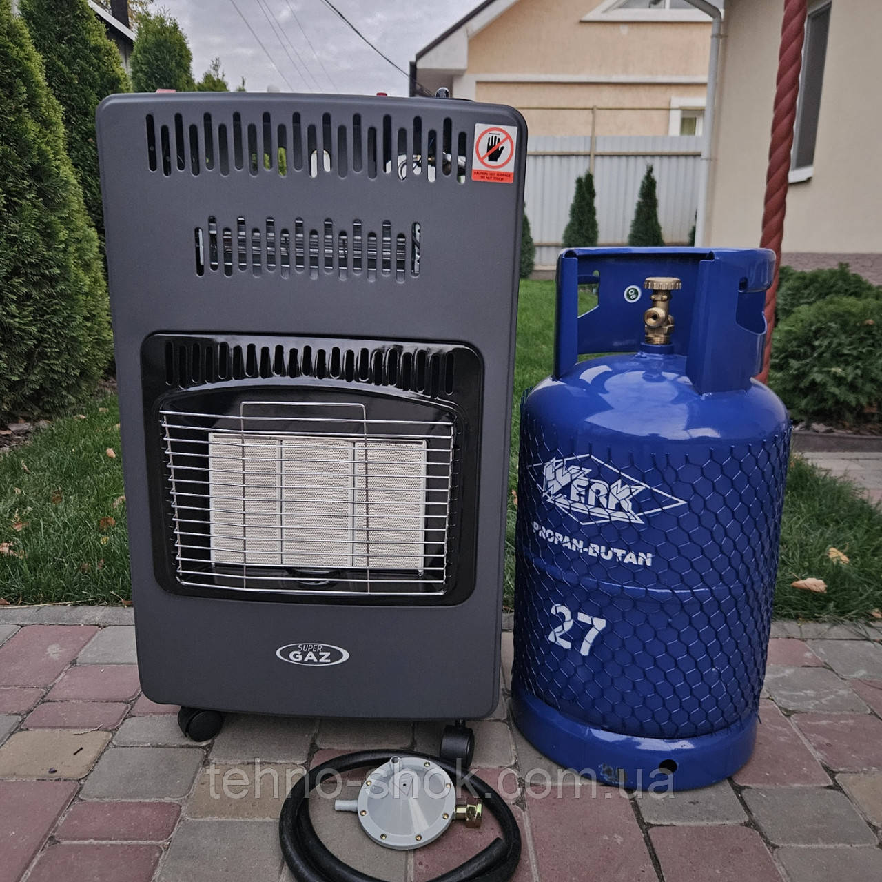 Газовий інфрачервоний обігрівач Super Gaz KH10 Turbo балон 27л, редуктор, шланг