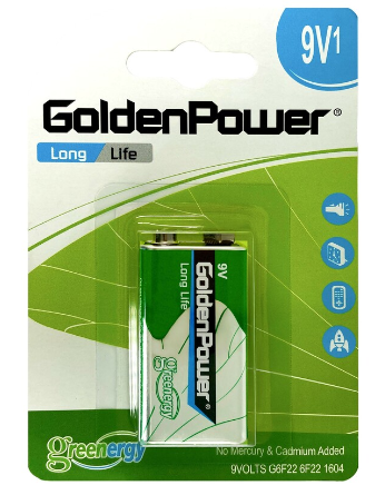 Лужна батарейка Golden Power Ultra Plus Alkaline 9V (Ціна за 1шт.)
