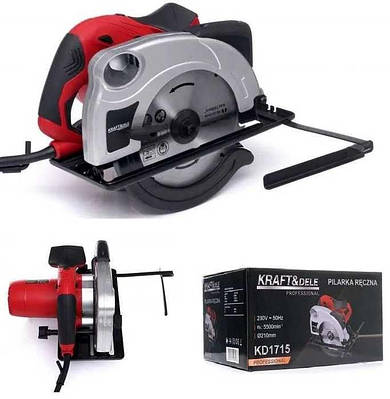 Дискова циркулярна ручна пила KRAFT&DELE ( 2400 Вт / 5500об.хв / Кут нахилу 45° / 185мм )