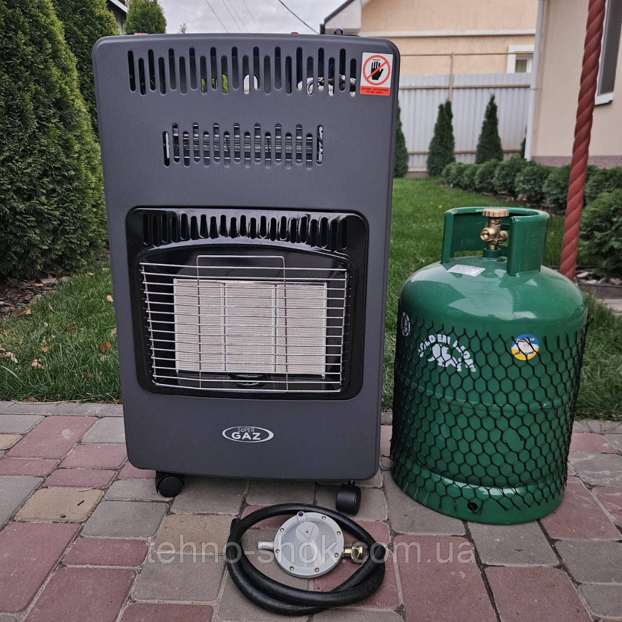 Газовий інфрачервоний обігрівач Super Gaz KH10 Turbo балон Rudyy 25л, редуктор, шланг