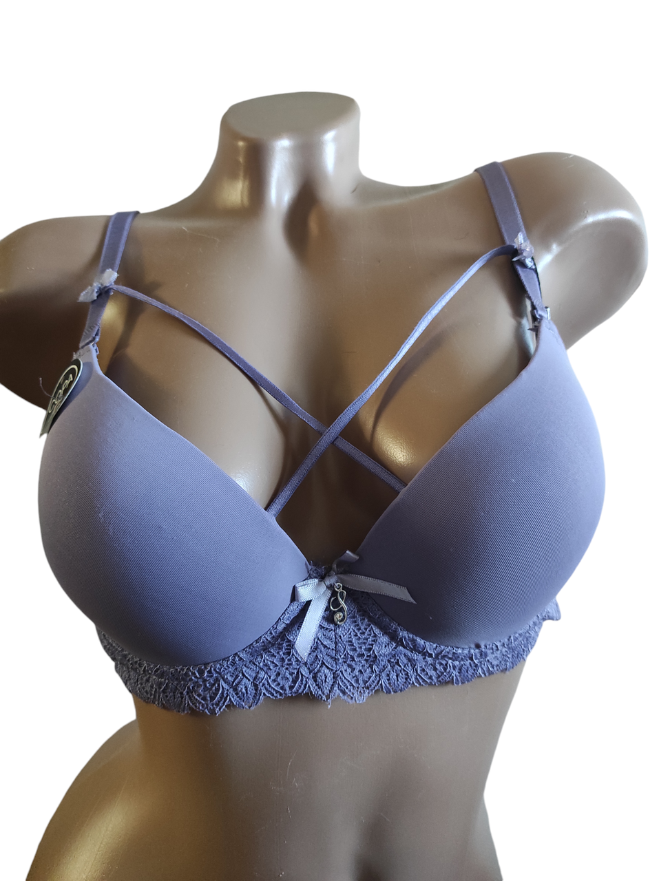 Бюстгальтер гладкий із невеликим пуш-ап чашка В фіолетовий, фото 1