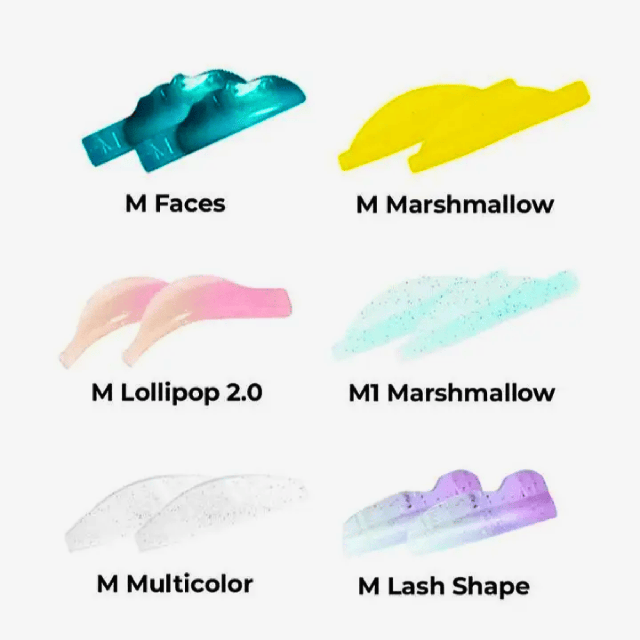 Валики для ламінування вій розмір М всі види вигинів в одному наборі від бренду далашес