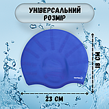 Шапочка для плавання довге волосся щоб не мокло, шапочка для плавання для дорослих Hechpro синя (HP268), фото 5