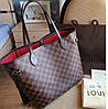 Сумка Louis Vuitton Neverfull Medium шкіра, коричнева шахматка, фото 9
