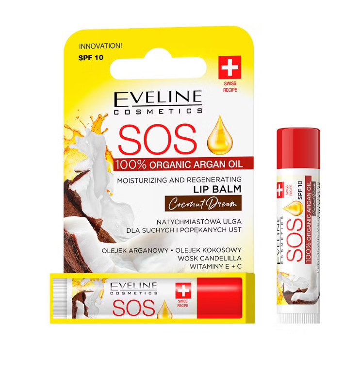 Бальзам для губ Eveline Живільно-видновлювальний SOS COCONUT DREA (5903416017035)