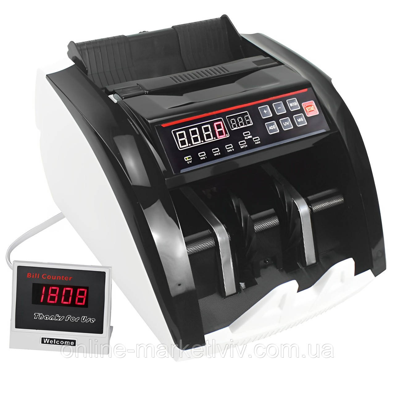 Лічильна машинка для грошей, від мережі, з виносним дисплеєм / Машинка для рахунку грошей / Лічильник банкнот, фото 1