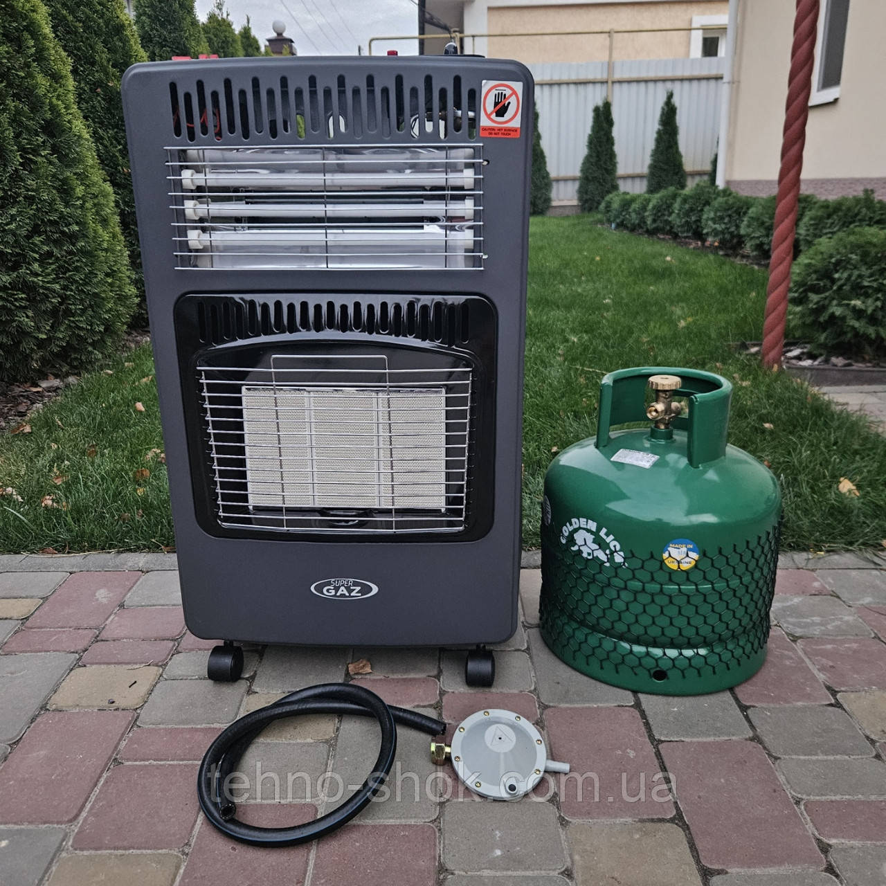 Газовий обігрівач 2 в 1 Super Gaz KH10E Turbo + балон Rudyy 15л ( вентилятор - електро ТЕНи )
