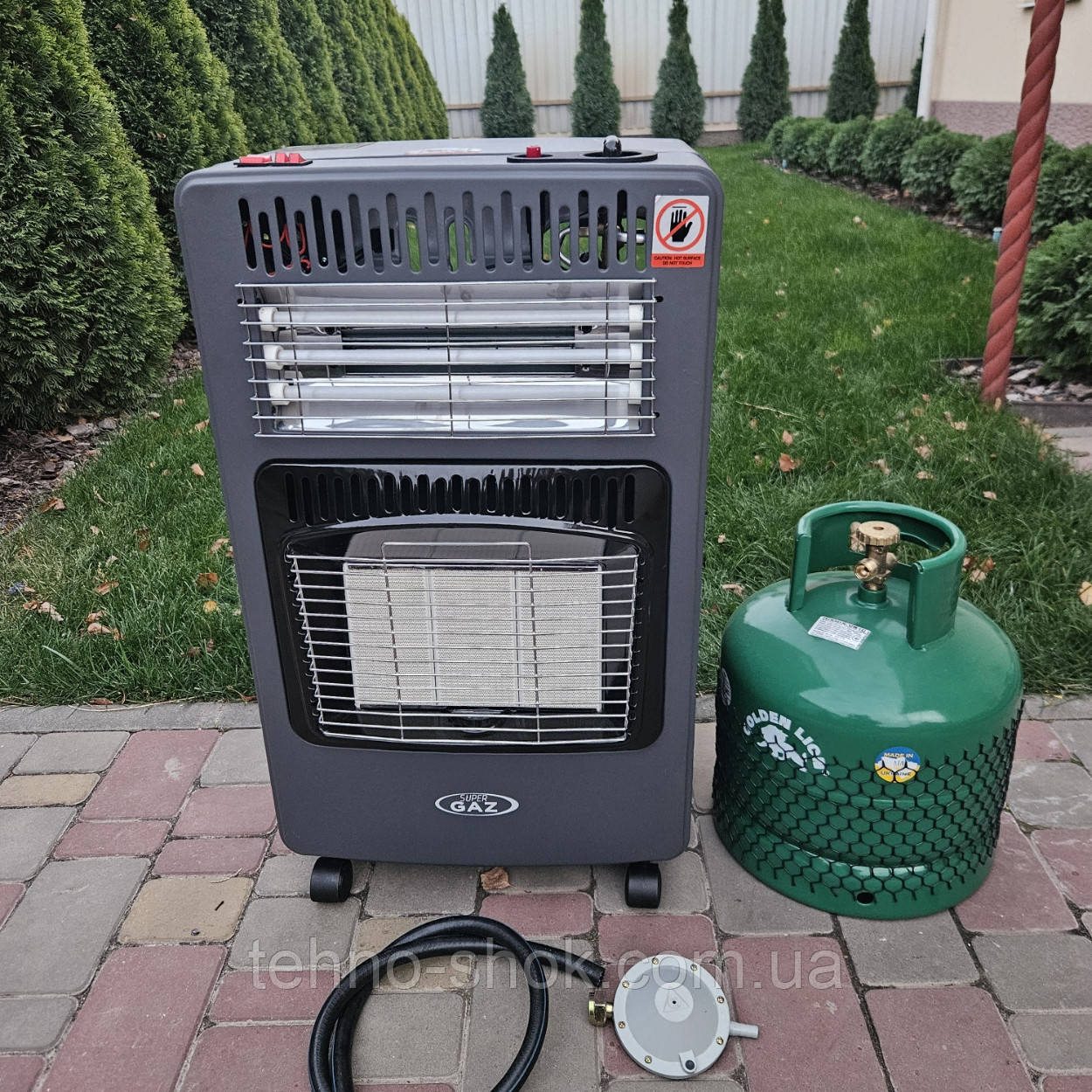 Комплект газовий обігрівач 2 в 1 Super Gaz KH10E Turbo + балон Rudyy 15л ( вентилятор - електро ТЕНи )