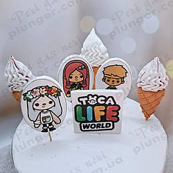 Цукрова прикраса для торта Тока Бока (морозиво)