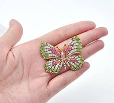 Брошка метелик, Butterfly green-white, 4.5х3.5 см., фото 3