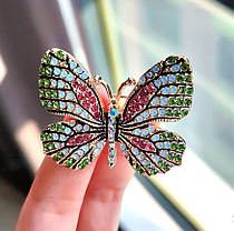 Брошка метелик, Butterfly green-white, 4.5х3.5 см., фото 4