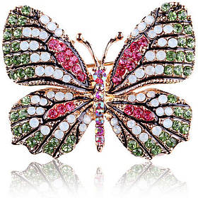 Брошка метелик, Butterfly green-white, 4.5х3.5 см.