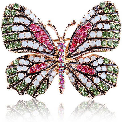 Брошка метелик, Butterfly green-white, 4.5х3.5 см., фото 1