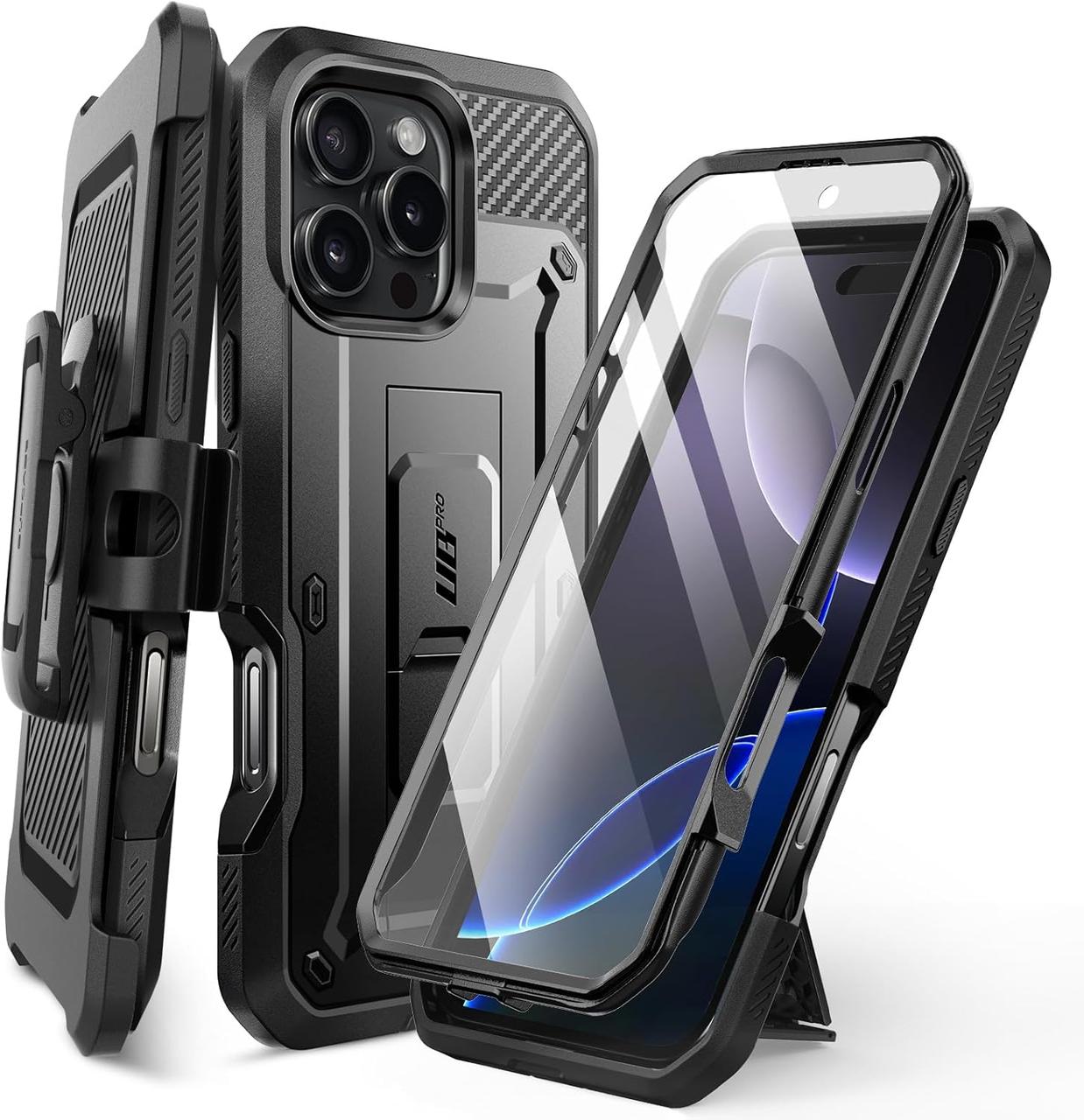 Чохол і скло Supcase для iPhone 16 Pro - Unicorn Beetle Pro, Black (843439150416)