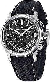 Pagani Design PD-1781 Black-Silver-Black Годинник чоловічий кварцовий водонепроникний з хронографом з календарем сапфірове скло