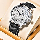 Pagani Design PD-1781 Black-Silver-White Годинник чоловічий кварцовий водонепроникний з хронографом з календарем сапфірове скло, фото 3