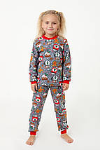 2259-09чер Утеплена дитяча піжама новорічний принт Тм Авекс розмір 104 см, фото 2