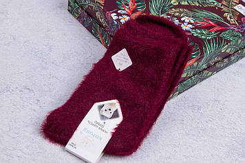 Норкові жіночі шкарпетки пухнасті, Корона, бордо