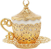 Турецька чашка демітас acar з блюдцем, 100 мл, золотиста