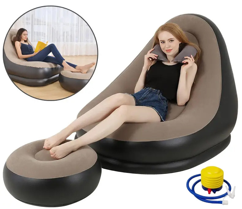 Надувне крісло з пуфом-підставкою для ніг AIR SOFA 81001 + насос (9233), фото 1