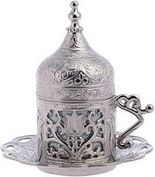 Турецька чашка з блюдцем, 50 мл, для кави по-східному, срібло