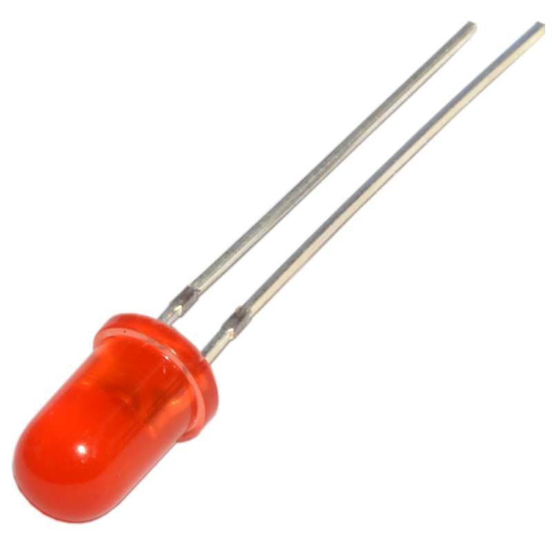 Світлодіод 5мм червоний 2,2V яскравий LED F5