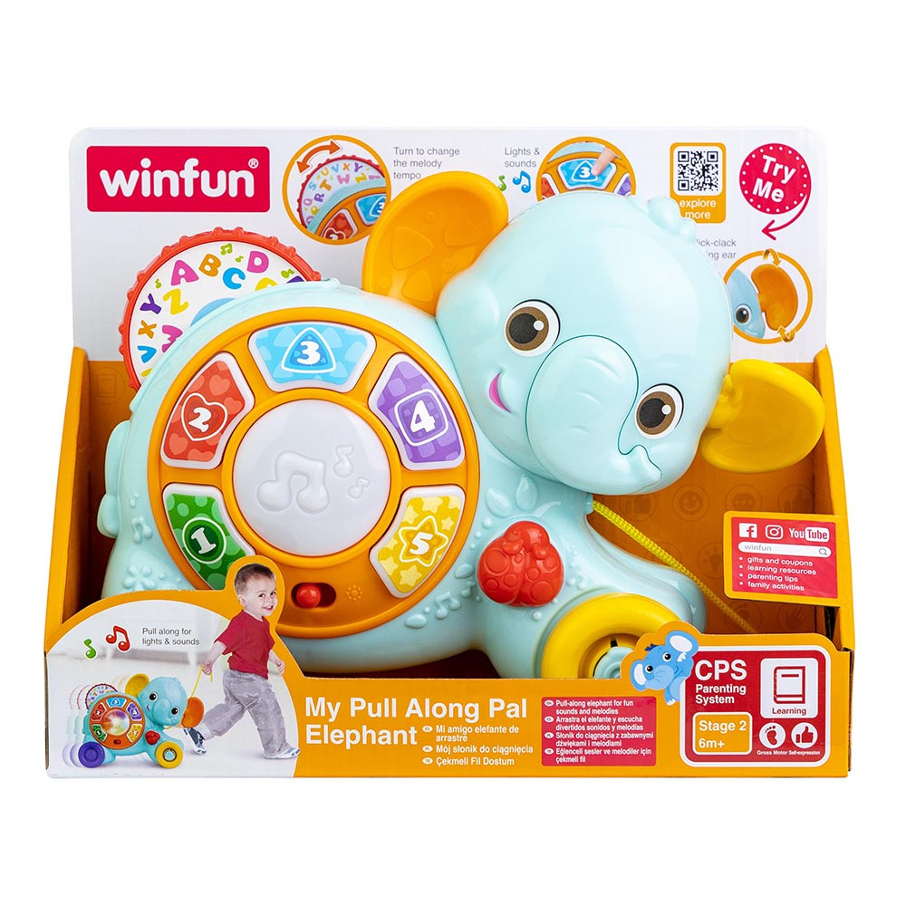 Каталка Слоник на шнурку 230202-01 WinFun