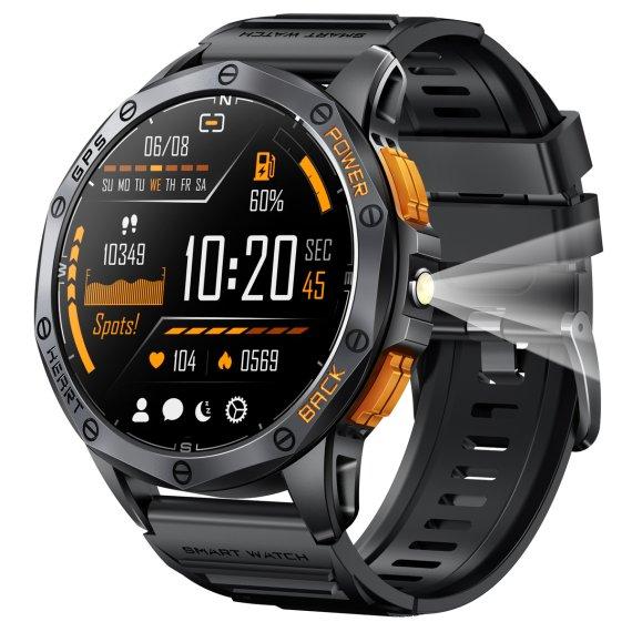 Розумний наручний годинник Smart GPS Max з компасом і ліхтариком + 2 ремінці (Чорний)