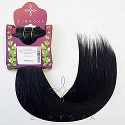 Натуральне Європейське Волосся на Заколках 40 см 110 грам, Чорний №01