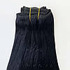 Натуральне Європейське Волосся на Заколках 40 см 110 грам, Чорний №01, фото 5