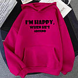 Модне жіноче худі з принтом I'm happy when he's around, фото 3