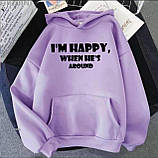 Модне жіноче худі з принтом I'm happy when he's around, фото 4