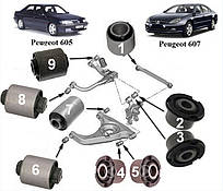 Сайлентблоки PEUGEOT 607 (9D, 9U): PEUGEOT 605 (6B) комплект Зад Sidem +Febi
